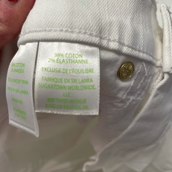 Lilly Pullitzer White Cotton Jeans with Embroidered Pockets, Sz 4 - Picture 6 of 12